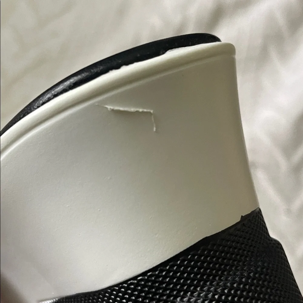 Fashion Nova Black and White Platform Wedge Slides